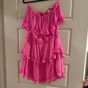 Strapless Pink Ruffle Dress